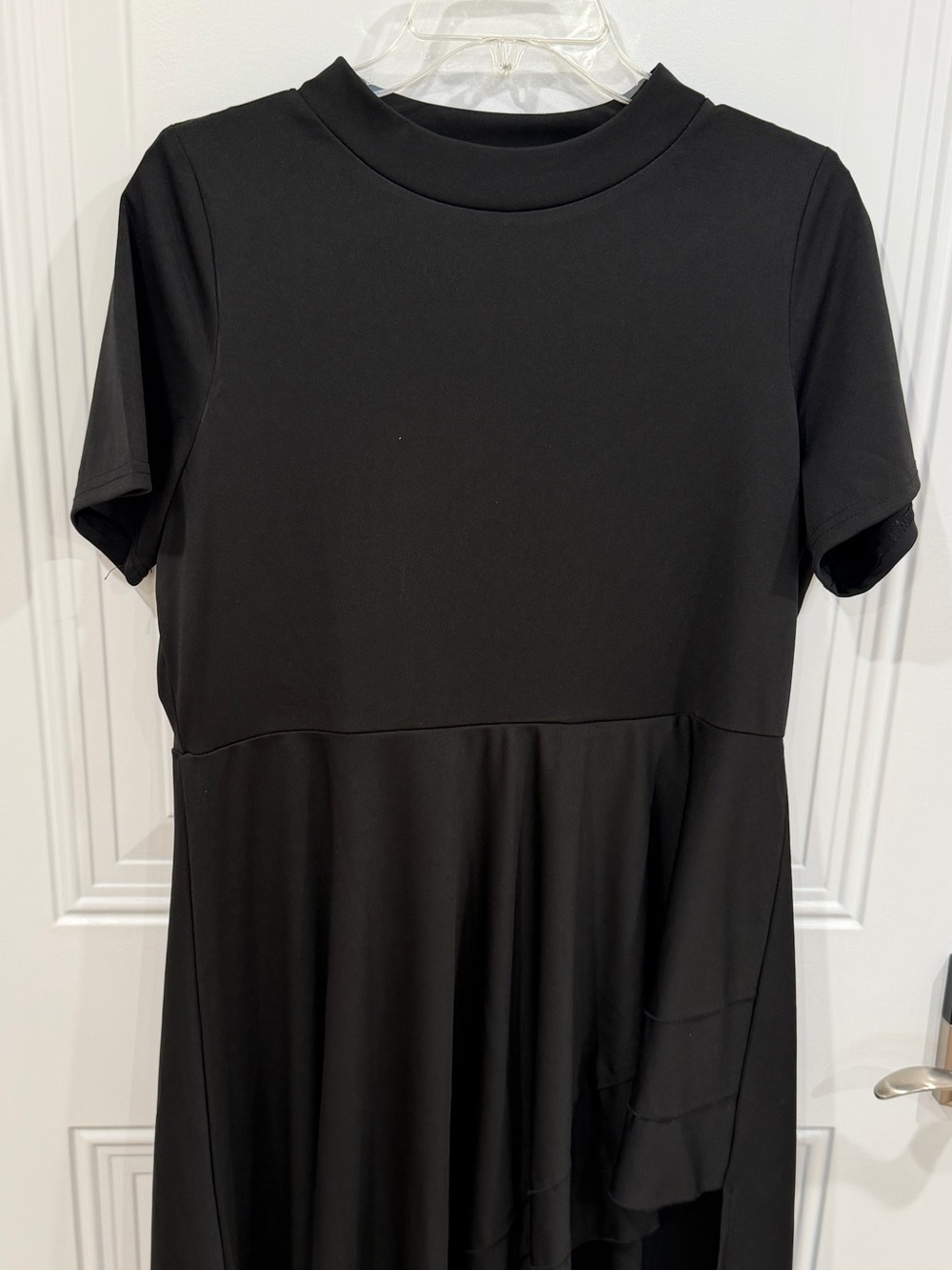 Black Short Sleeve Midi Dress XL